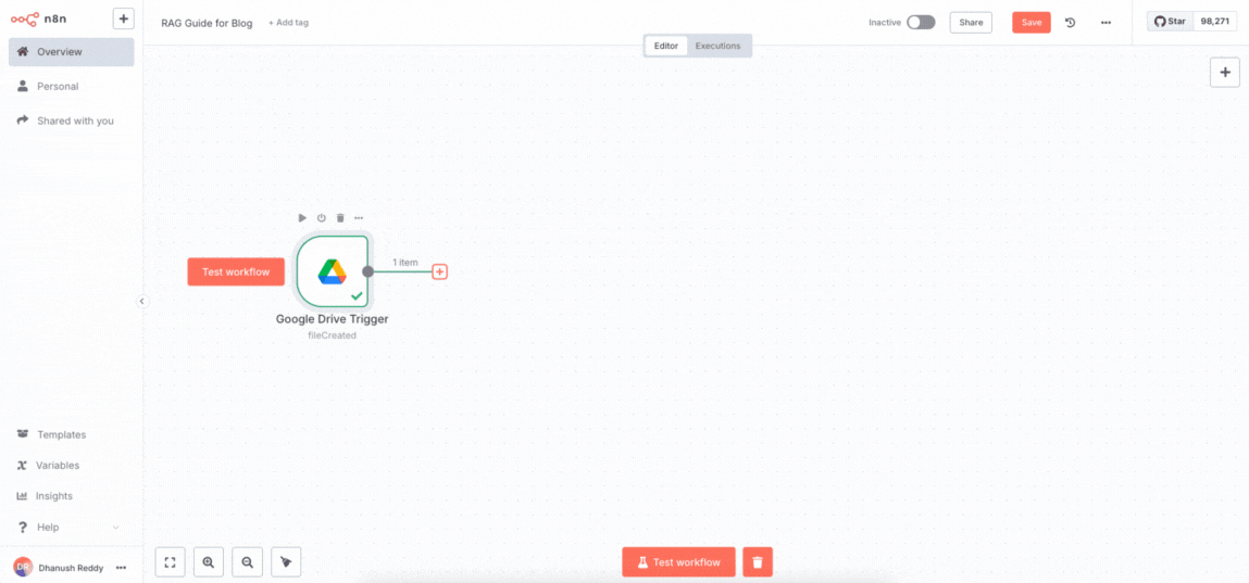 Configuring Google Drive Download node